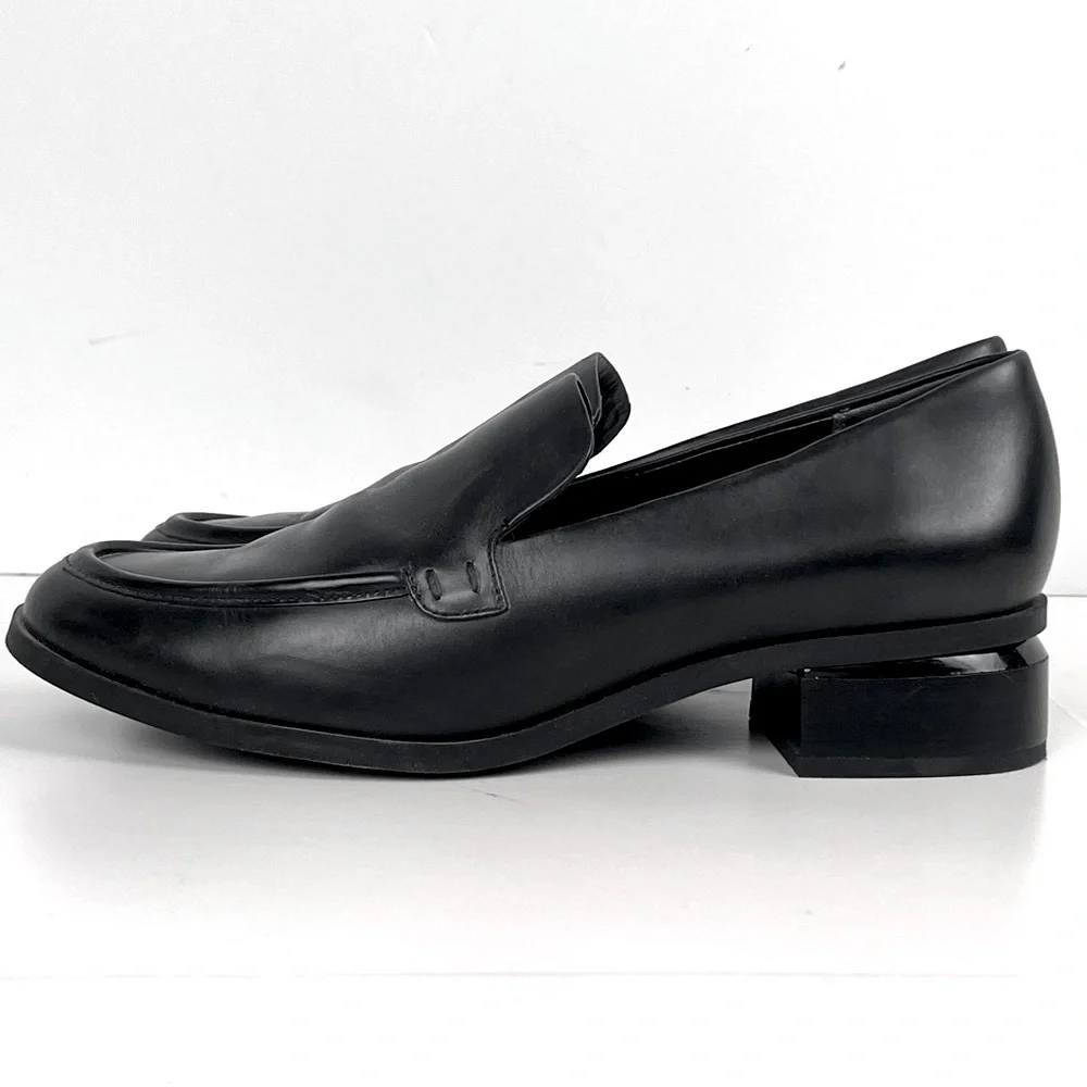 Franco Sarto Shoe Womens 9.5 Black Newbocca Loafer Leather Slip-On 1.5